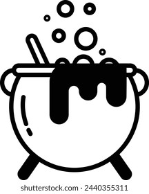 Cauldron glyph and line vector illustration