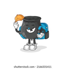 the cauldron goes to school vector. cartoon character