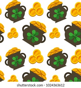 cauldron gold coins and clovers st patricks wallpaper