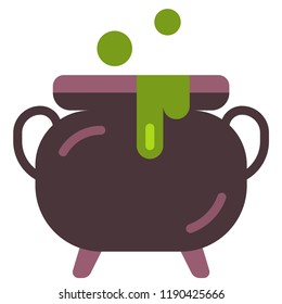 Cauldron with green liquid vector illustration in flat color design
