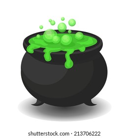 Witch Cauldron Bubbling Green Liquid Isolated Stock Vector (Royalty ...