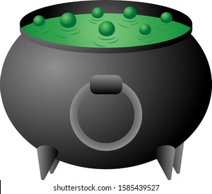 Cauldron with green witch poison.