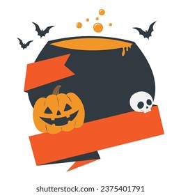 cauldron halloween badge banner illustration