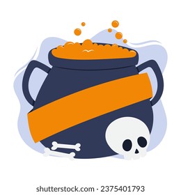 cauldron halloween badge banner illustration