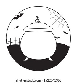 cauldron of halloween icon vector illustration design
