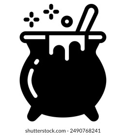 Cauldron halloween object icon illustration