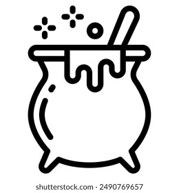 Cauldron halloween object icon illustration