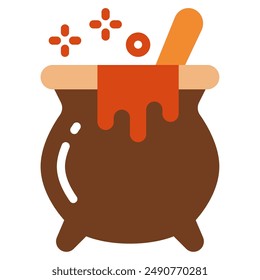 Cauldron halloween object icon illustration