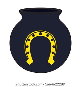 cauldron with horseshoe isolated icon vector illustration designicon