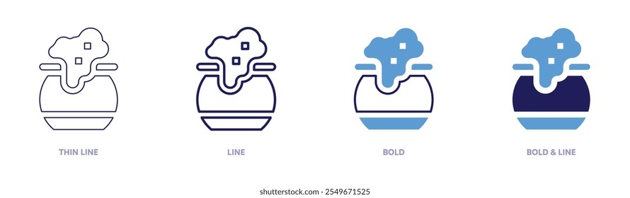 Cauldron icon in 4 different styles. Thin Line, Line, Bold, and Bold Line. Duotone style. Editable stroke.