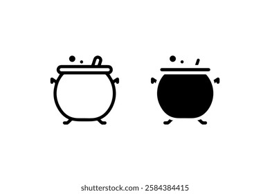 Cauldron Icon in Black and White vector