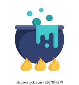 Cauldron icon. Flat design. Halloween cauldron with poison potion. Magic potion. Holiday event halloween. Vector Illustration.