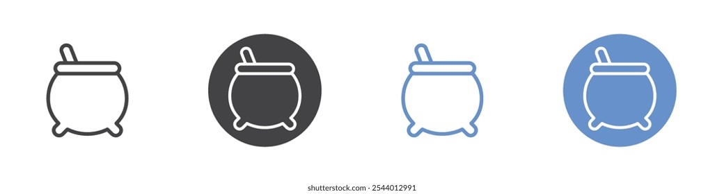 Cauldron icon Flat set in black and white color