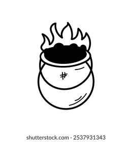 Icono de caldero islote fondo blanco Vector ilustración de stock