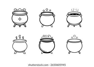 cauldron icon line art vector illustration