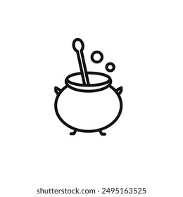 cauldron icon outline collection in black and on white background
