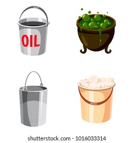 Cauldron icon set. Cartoon set of cauldron vector icons for web design isolated on white background
