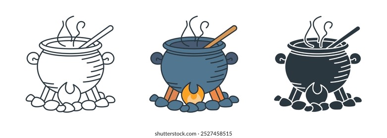 Ilustración vectorial del símbolo del icono del caldero aislada en el fondo blanco