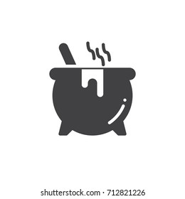 Cauldron icon vector, filled flat sign, solid pictogram isolated on white.  Halloween holiday Symbol, logo illustration