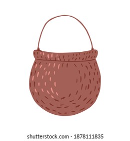 Cauldron isolated on white background. Halloween element hand drawn. Doodle vector illustration.