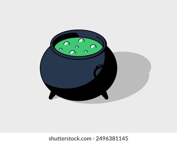 Cauldron isometric vector illustration with shadow