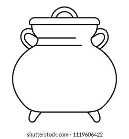 Cauldron kettle icon. Outline cauldron kettle vector icon for web design isolated on white background