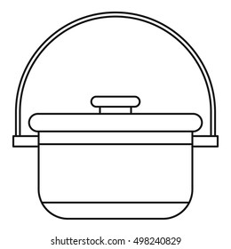 Cauldron with lid icon. Outline illustration of cauldron vector icon for web