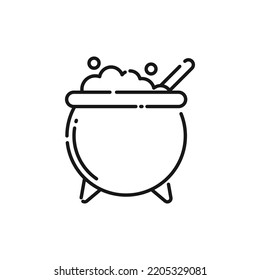 Cauldron Line Icon - Halloween Elements Icon Vector Illustration.