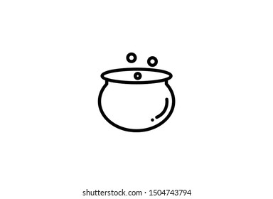 Cauldron line icon, outline vector sign,simple design icon linear style pictogram isolated on white. Halloween holiday symbol, logo illustration. Editable stroke