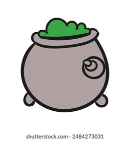Cauldron with magic potion illustration.