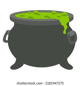 Cauldron with magic potion, vector flat design