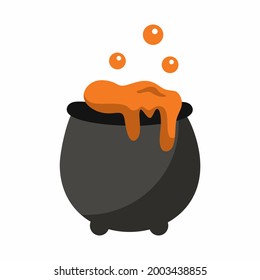 Cauldron with magic potion. Vector icon for  Halloween holiday.