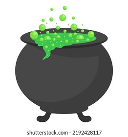 Cauldron with magic potion. Vector illustration.