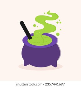Cauldron with magic potions for Halloween. Vector graphics