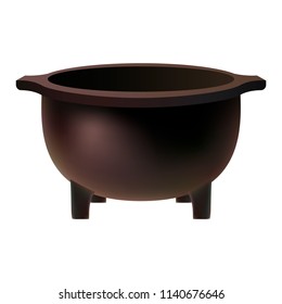 Cauldron mockup. Realistic illustration of cauldron vector mockup for web design isolated on white background