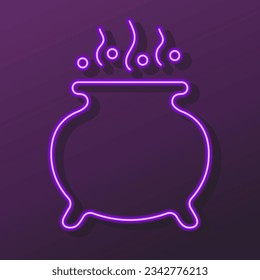 cauldron neon sign, modern glowing banner design, colorful modern design trends on black background. Vector illustration.