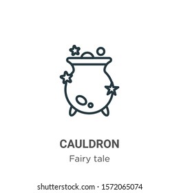 Cauldron outline vector icon. Thin line black cauldron icon, flat vector simple element illustration from editable fairy tale concept isolated on white background