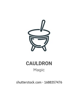 Cauldron outline vector icon. Thin line black cauldron icon, flat vector simple element illustration from editable magic concept isolated stroke on white background