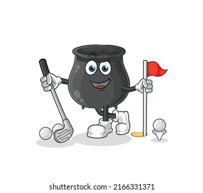 the cauldron playing golf vector. cartoon character