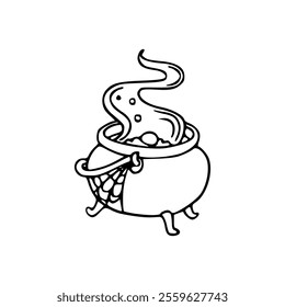 A cauldron with a pot of boiling water and a pot of food coloring