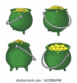 Cauldron or Pot of Coins Vector Set Collection
