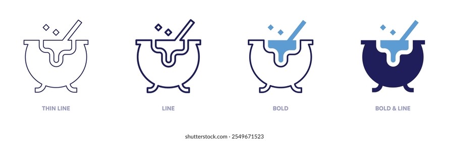 Cauldron pot icon in 4 different styles. Thin Line, Line, Bold, and Bold Line. Duotone style. Editable stroke.