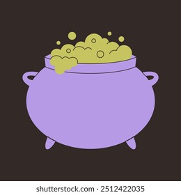 Cauldron with potion. Magic, witchcraft. Vector illustration in flat style