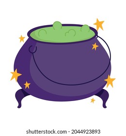 cauldron with potion spell icon isolated