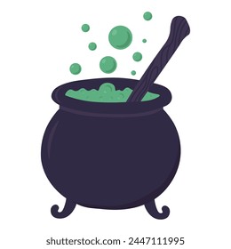 Cauldron with potion. Vector halloween illustration