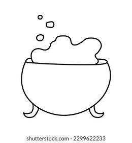 Cauldron with potions, witch's cauldron in doodle style