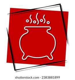 Cauldron red banner in frame. Vector illustration.