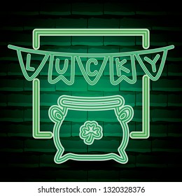 cauldron saint patricks day neon label