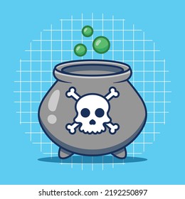Cauldron with skull icon vector illustration. Halloween day.