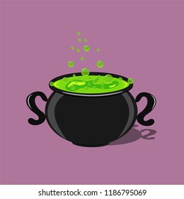 A cauldron with a sorcery potion for Halloween